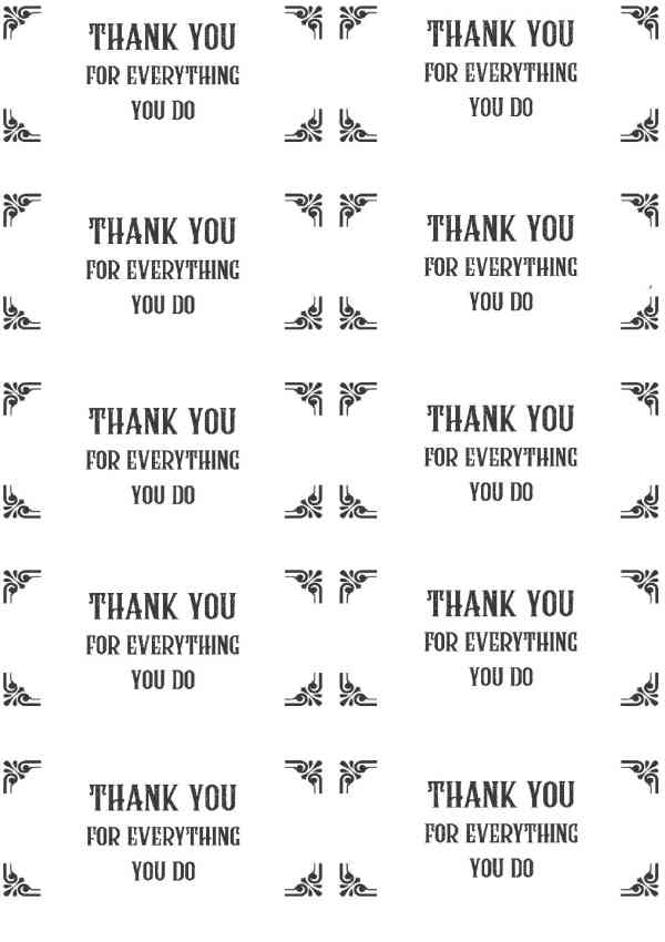 Thank you for Everything you do Gift Box Labels