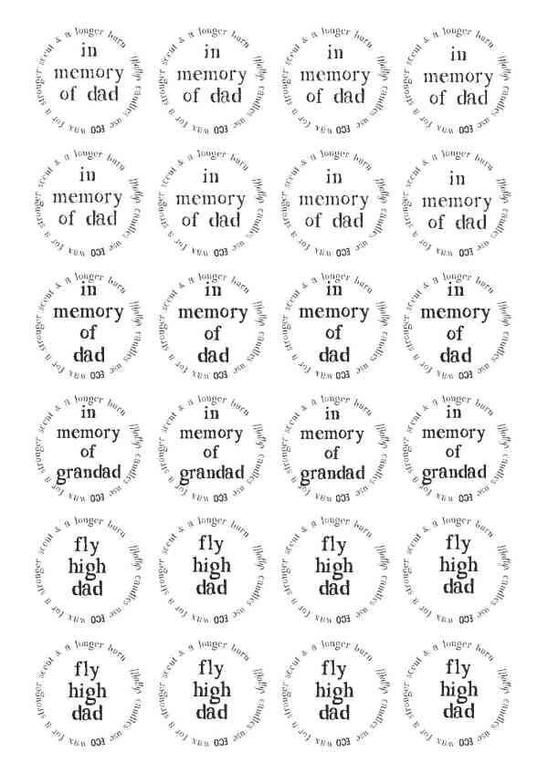 In Memory of Dad Lid Labels