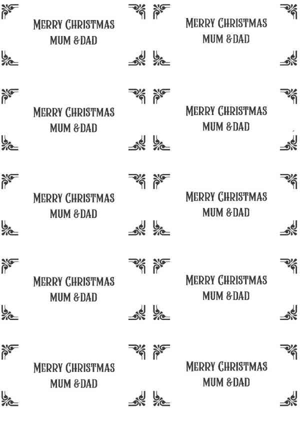Christmas "Mum & Dad" Gift Box Labels
